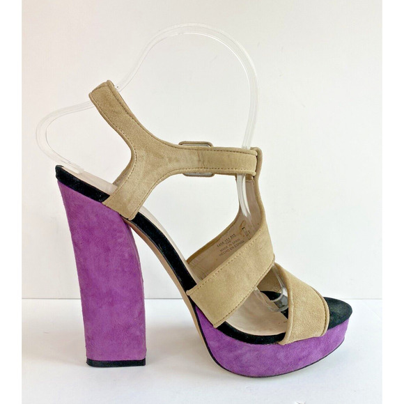 Zara Woman Colorblock Suede T Strap Heels EU 38 US 7.5 - Picture 5 of 13